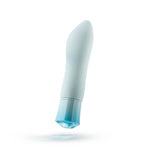 Side profile of the Singapore Blush Oh My Gem blue vibrator, featuring a crystal-inspired base and smooth, tapered shaft—crafted for non-binary and femme bodies craving deep, rhythmic pleasure.