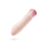 Detailed view of the Singapore Blush Oh My Gem’s pink vibrator, showing its sculpted ridges and ergonomic curve—crafted to provide rhythmic stimulation for lesbian and trans femme pleasure.