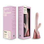 Singapore Blush Fraya rabbit vibrator in full retail box with transparent window and pink gift-ready design, ideal for inclusive self-love gifting among trans, queer, and androgynous shoppers.