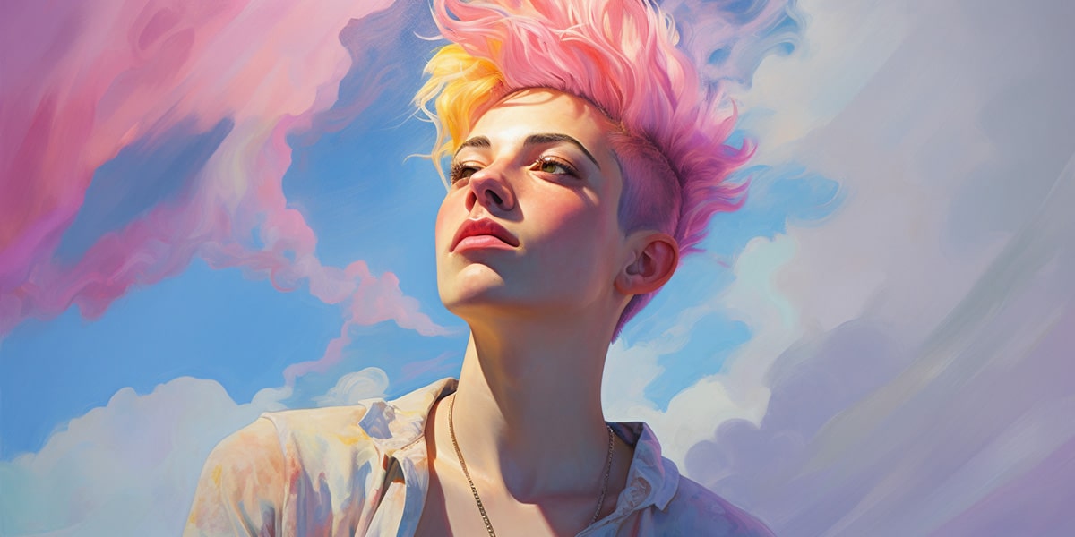 A non-binary androgynous tomboy transman lesbian feeling proud and pride of themselves with their identity and journey. TOMSCOUT About Us Page