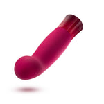 Angled view of the Singapore Blush Oh My Gem G-spot vibe in rich burgundy with a dramatic upward curve, designed to hug the G-spot for intense release and gender-affirming intimacy.