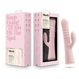 Retail packaging of the Singapore Blush Jaymie dual stimulator featuring bold typography and a window display—crafted for tomboys, lesbians, and queer femmes who value aesthetics as much as sensation.