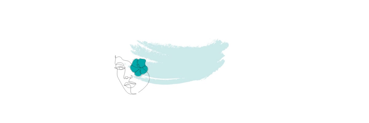 Line illustration of a woman’s face intertwined with a flower, accented with a stroke of turquoise color, symbolizing the essence of TOMSCOUT Frequently Asked Questions.