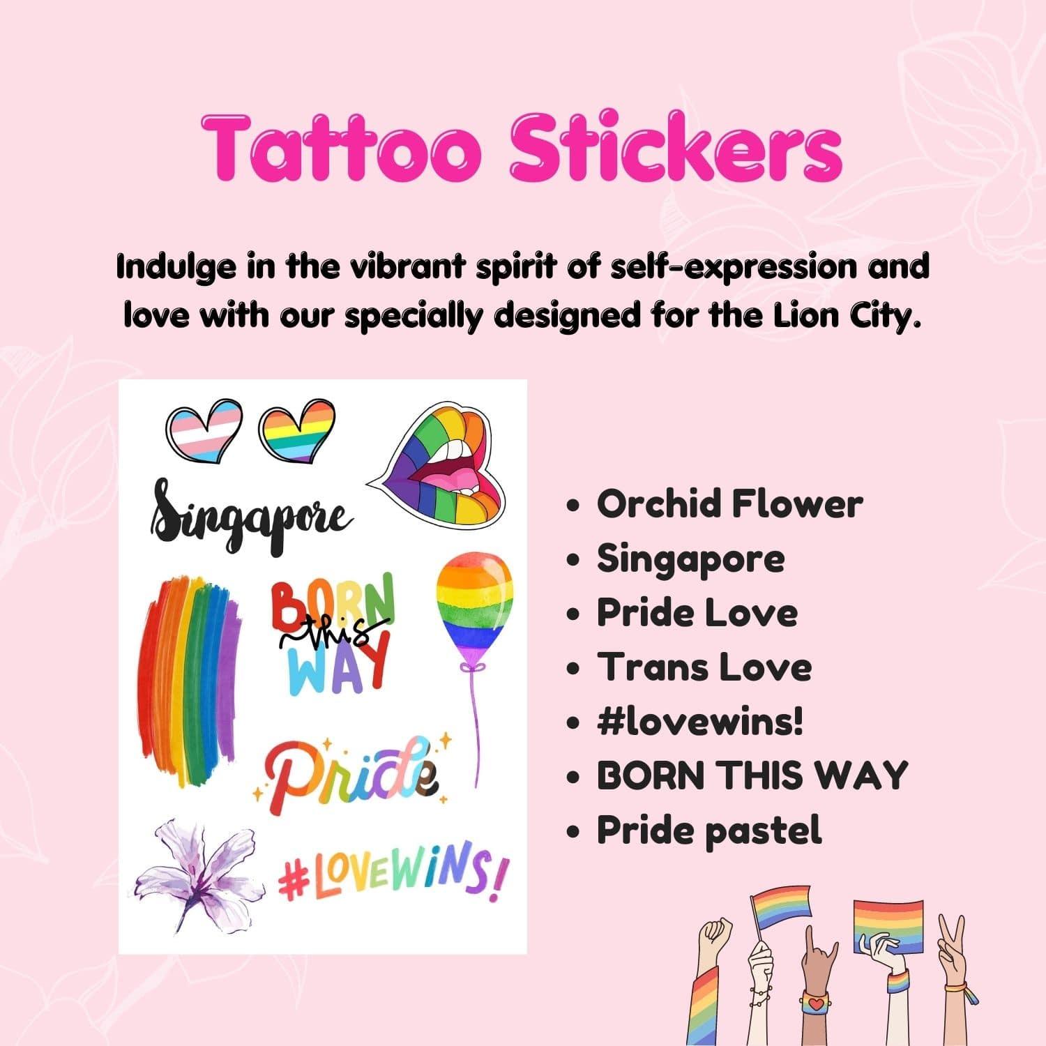 TOMSCOUT Flourish Tattoo Stickers - LGBT Pride Kits (Singapore)