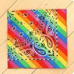 Product image of the TOMSCOUT LGBTQ+ Pride and Paisley Bandana, featuring a unique blend of pride colors and classic paisley design. Ideal for those in the LGBT community in Singapore looking to add a vibrant, stylish accessory to their wardrobe.