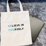 Year 2023 - Capture the essence of sustainability and style with the TOMSCOUT tote bag, featuring the inspiring wording 'believe in yourself'. This simple and classic sustainable tote bag is perfect for the eco-conscious LGBT community in Singapore.