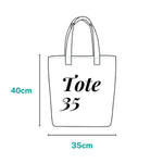 TOTE 35 - Product measurement display for our 40cmx35cm tote bag. This sustainable accessory is perfect for the eco-conscious LGBT community in Singapore, combining practicality with personalized style.